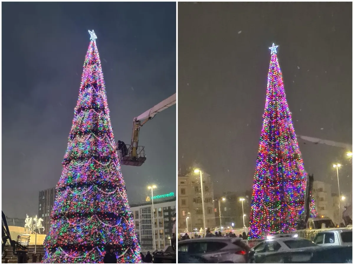 Главную новогоднюю ёлку зажгли в Атырау