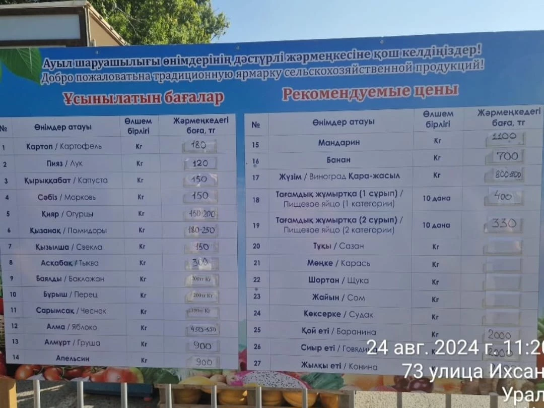 На сельхозярмарках Уральска усилили меры контроля за ценами и весом продукции