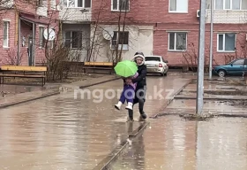 Талая и дождевая вода топит дома и подвалы в Уральске